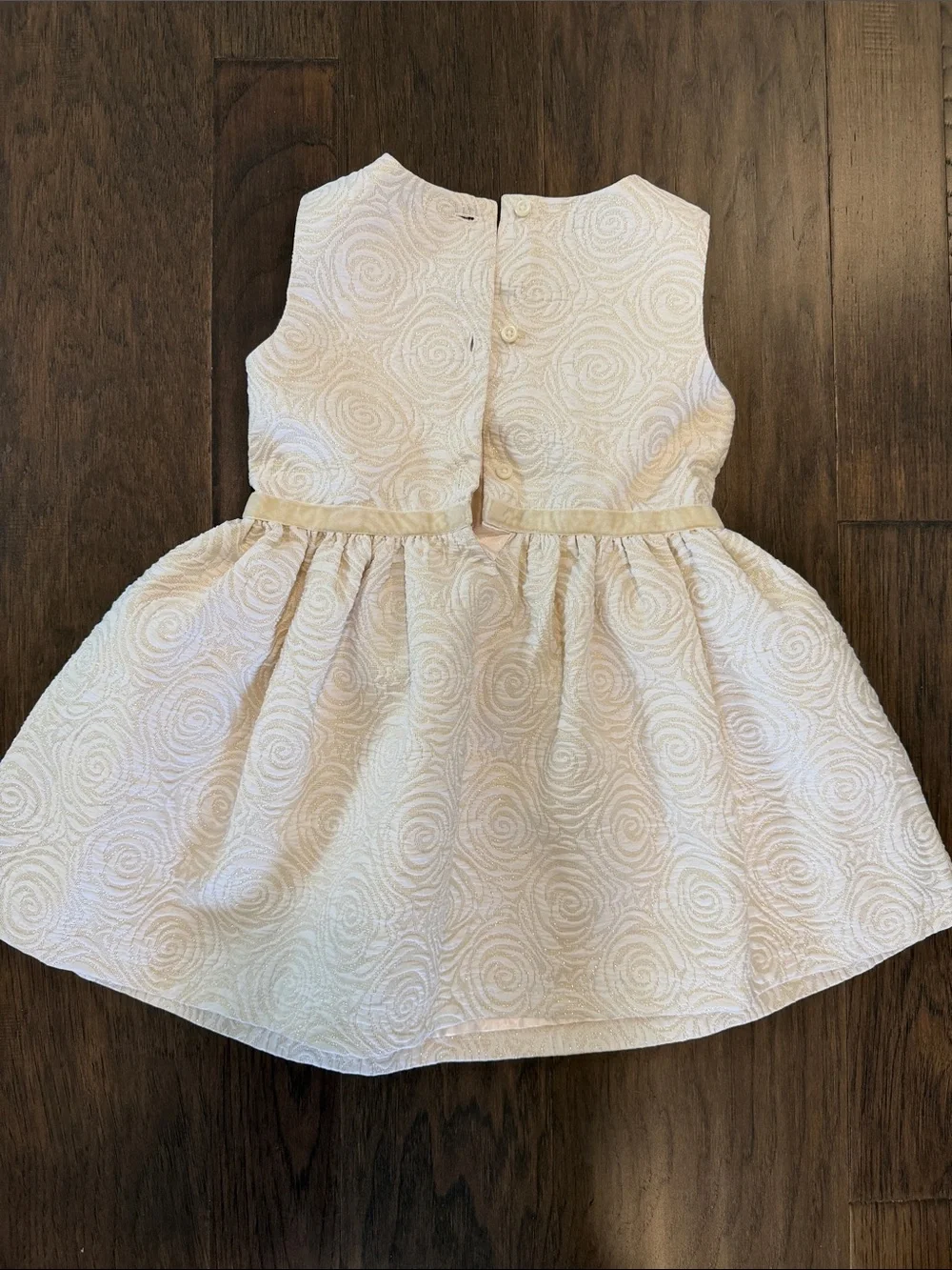 The Children's Place Cream Textured Swirl Party Dress with Waist Bow
